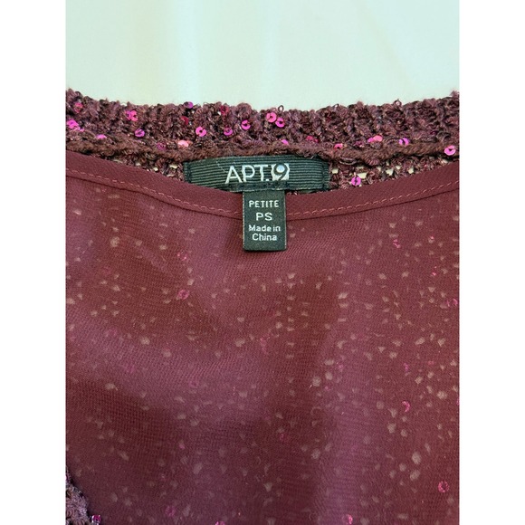 Holiday Sparkly Apt. 9 Sequin Long Sleeve V Neck Sweater PS Burgundy - Picture 6 of 8